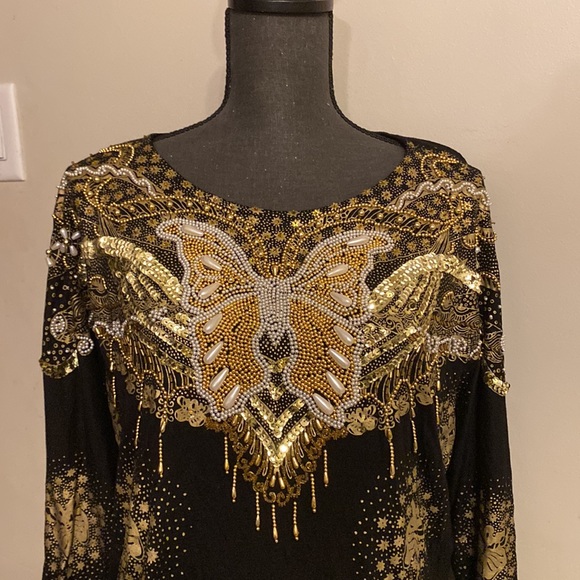 Vintage Bali chic top with beaded butterfly design size OS - Picture 3 of 13